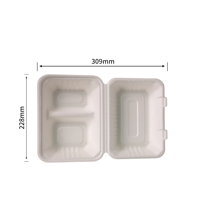 9X6 2 Compartment Clamshell · Sugarcane Clamshells · product image